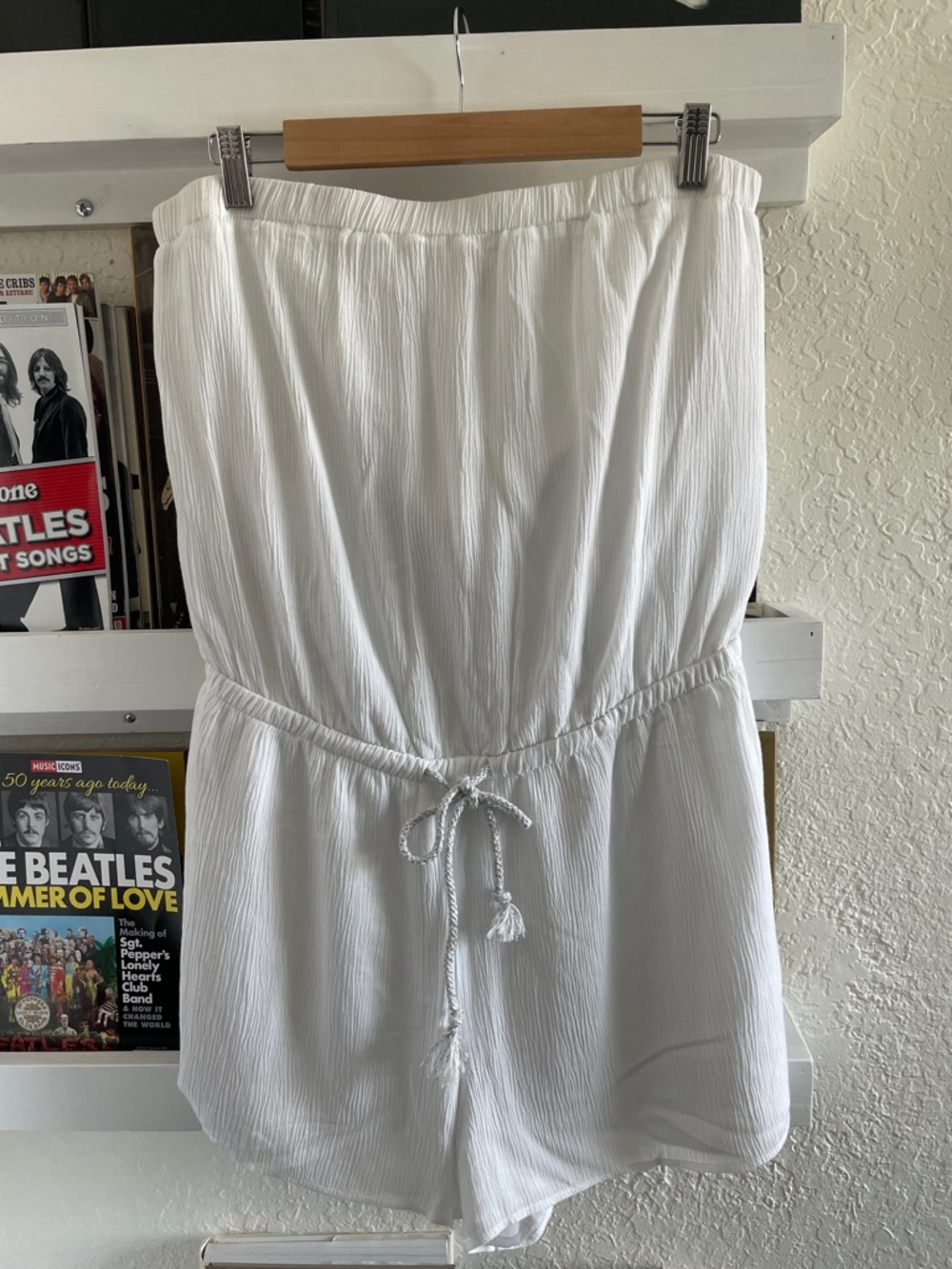 Juicy Couture White Textured Strapless Romper